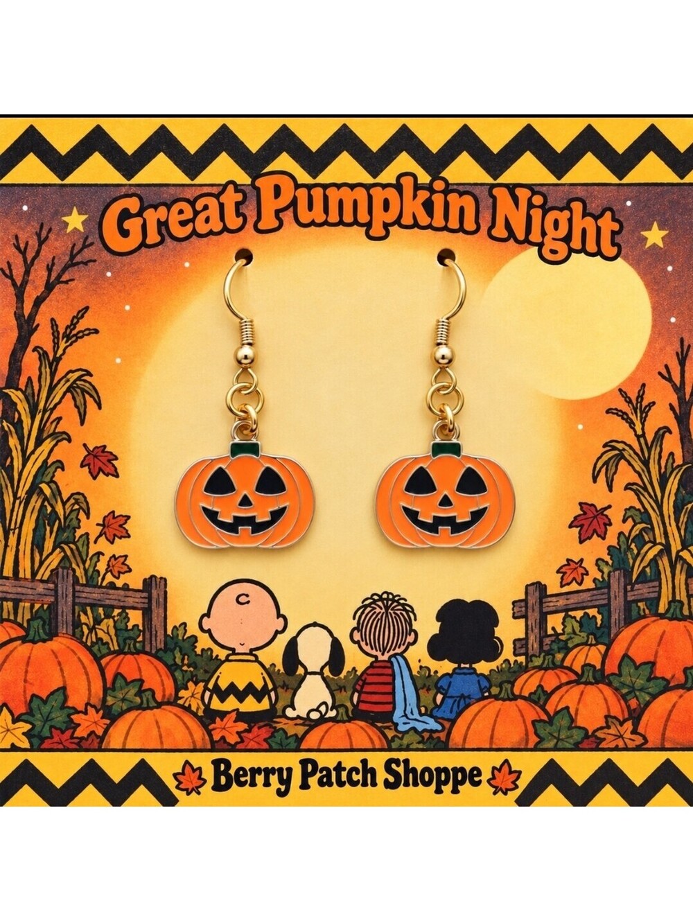 Great Pumpkin Night Charlie Brown Snoopy Lucy Van Pelt Halloween Earrings
